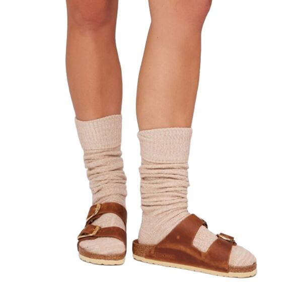 Pudus New oatmeal cable knit above knee sweater socks size 6-9 - Picture 3 of 12